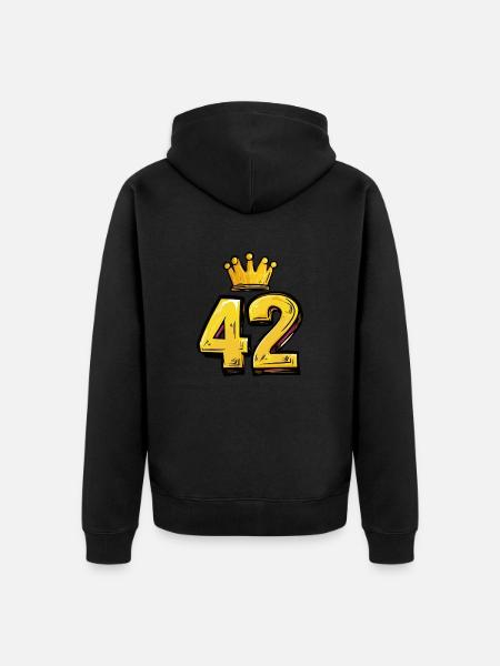 42 Number Krone - Unisex Premium Organic Zip Hoodie - black