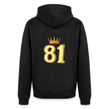 81 Number Krone - Unisex Premium Organic Zip Hoodie - black - Back - Nico (187cm)