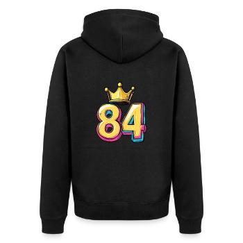 84 Number Krone - Unisex Premium Organic Zip Hoodie - black - Back - Nico (187cm)