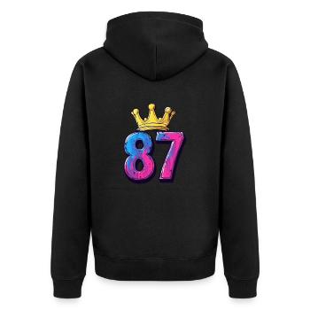 87 Number Krone - Unisex Premium Organic Zip Hoodie - black - Back - Nico (187cm)