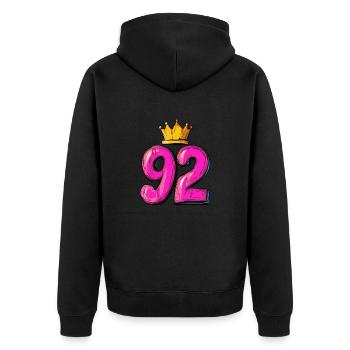 92 Number Krone - Unisex Premium Organic Zip Hoodie - black - Back - Nico (187cm)