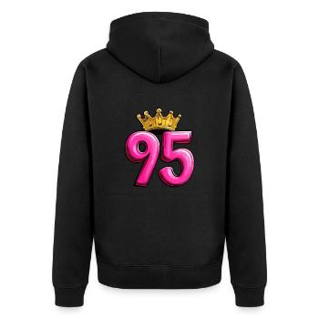 95 Number Crown - Unisex Premium Organic Zip Hoodie - black - Back - Nico (187cm)