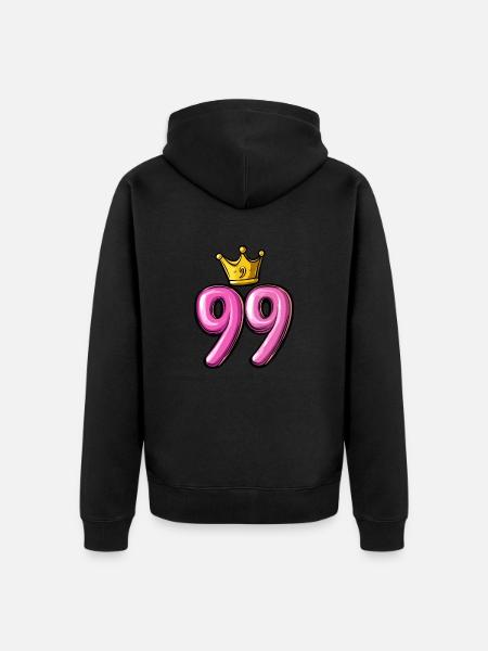 99 Number Crown - Unisex Premium Organic Zip Hoodie - black