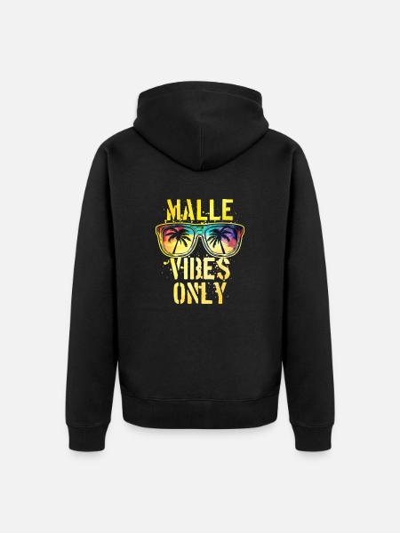 Malle Vibes Spruch - Unisex Premium Bio Zip Hoodie - Schwarz