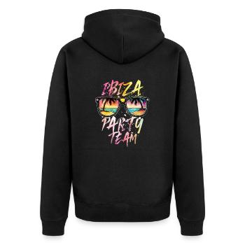 Ibiza Party Team - Unisex Premium Organic Zip Hoodie - black - Back - Nico (187cm)
