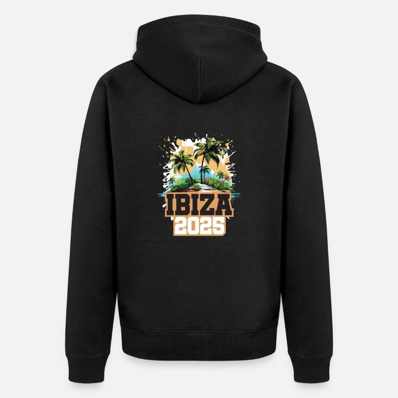 Ibiza 2025 Palmiers - Veste à capuche bio Premium Unisexe - noir