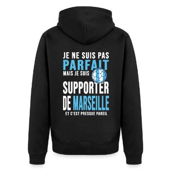 supporter football club humour football marseille - Veste à capuche bio Premium Unisexe - noir - Dos - Nico (187cm)