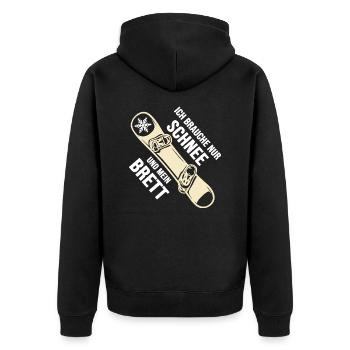 Snowboard Snowboarder Softboot "Schnee & Brett" - Unisex Premium Bio Zip Hoodie - Schwarz - Hinten - Nico (187cm)