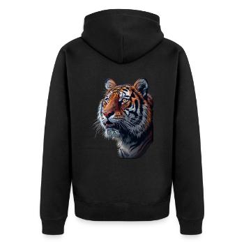 Tigre de profil latéral - Veste à capuche bio Premium Unisexe - noir - Dos - Nico (187cm)