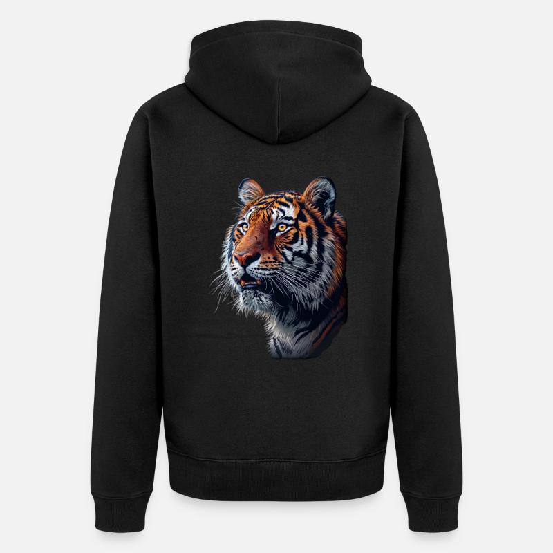 Tigre de profil latéral - Veste à capuche bio Premium Unisexe - noir