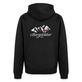 Bergdoktor Berge Alpen Apres Ski Skifahren Snowboa - Unisex Premium Bio Zip Hoodie - Schwarz - Hinten - Nico (187cm)
