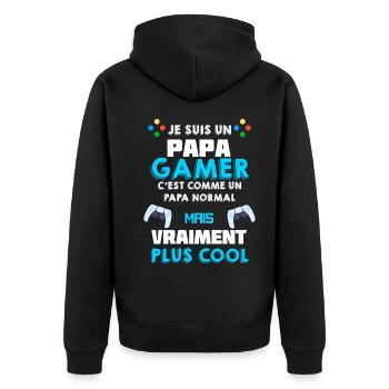 Papa Joueur De Jeux Vidéo Humour Gamer Geek - Veste à capuche bio Premium Unisexe - noir - Dos - Nico (187cm)