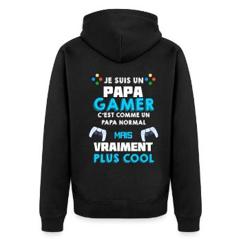 Papa Et Manette De Jeux Vidéo Papa Gamer - Veste à capuche bio Premium Unisexe - noir - Dos - Nico (187cm)