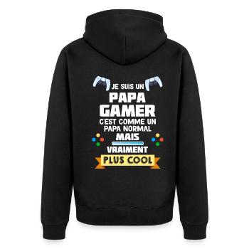 Papa Gamer Le Meilleur C'est Mon Père - Veste à capuche bio Premium Unisexe - noir - Dos - Nico (187cm)