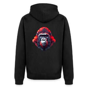 Polygonales Gorilla-Portrait - Modernes Kunst - Unisex Premium Bio Zip Hoodie - Schwarz - Hinten - Nico (187cm)