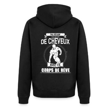 Homme Sans Cheveux Costaud Cadeau Papa - Veste à capuche bio Premium Unisexe - noir - Dos - Nico (187cm)
