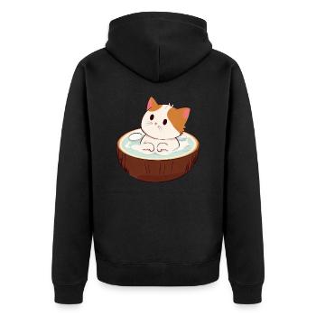 Bains de chat au lait de , Design animal relaxant - Veste à capuche bio Premium Unisexe - noir - Dos - Nico (187cm)