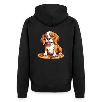 Beagle Lovers: Salami Pizza & Dog Owner Desi - Unisex Premium Organic Zip Hoodie - black - Back - Nico (187cm)
