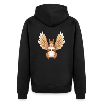 Süßes Hasen-Engel-Design - Unisex Premium Bio Zip Hoodie - Schwarz - Hinten - Nico (187cm)