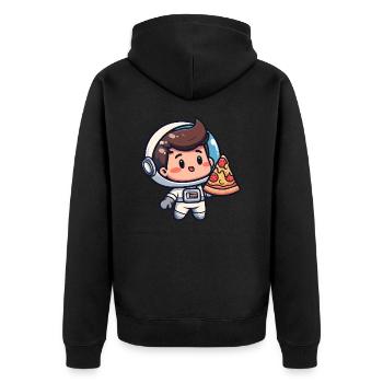 Astronaut with pizza - Unisex Premium Organic Zip Hoodie - black - Back - Nico (187cm)
