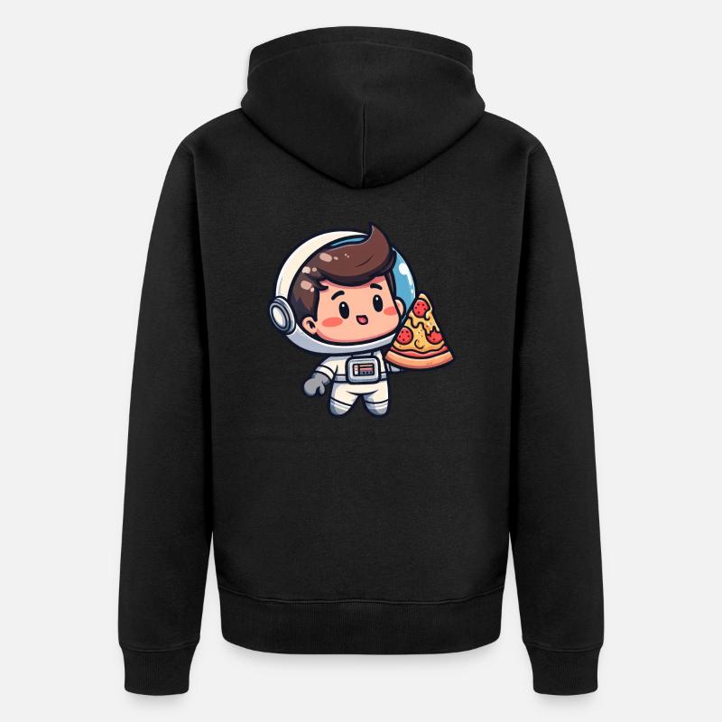 Astronaute avec pizza - Veste à capuche bio Premium Unisexe - noir