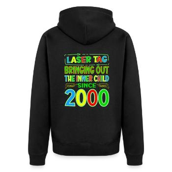 Laser Tag Bringing Out The Inner Child Years Old - Unisex Premium Organic Zip Hoodie - black - Back - Nico (187cm)
