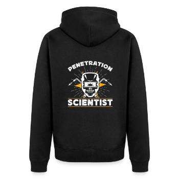 Penetration Scientist Distressed Weld Gift ideas - Unisex Premium Bio Zip Hoodie - Schwarz - Hinten - Nico (187cm)