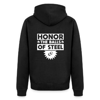 Honor The Balls Of Steel Pinball Player GIft Idea - Unisex Premium Bio Zip Hoodie - Schwarz - Hinten - Nico (187cm)