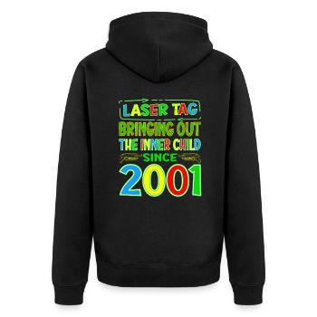 Laser Tag Bringing Out The Inner Child Years Old - Unisex Premium Organic Zip Hoodie - black - Back - Nico (187cm)
