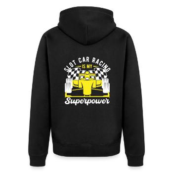 La course de voitures de circuit est mon superpouvoir Slotrace Cadeaux - Veste à capuche bio Premium Unisexe - noir - Dos - Nico (187cm)