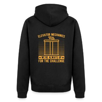 Elevator Mechanic - We ́re Always Up For Challenge - Unisex Premium Organic Zip Hoodie - black - Back - Nico (187cm)
