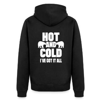 Ice Water Hot & Cold I've Got It All Gift Idea - Unisex Premium Organic Zip Hoodie - black - Back - Nico (187cm)