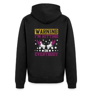 Roller Skating I´m hitting on everybody Roller - Unisex Premium Bio Zip Hoodie - Schwarz - Hinten - Nico (187cm)