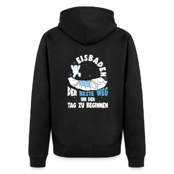 Eisbaden Beste Start In Den Tag Lustiges - Unisex Premium Bio Zip Hoodie - Schwarz - Hinten - Nico (187cm)