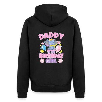 Daddy Of the Birthday Girl Elephant Family Party - Unisex Premium Organic Zip Hoodie - black - Back - Nico (187cm)