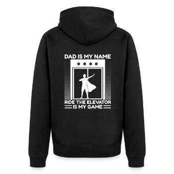 Funny Elevator Mechanic Dad My Name Elevator Game - Unisex Premium Bio Zip Hoodie - Schwarz - Hinten - Nico (187cm)