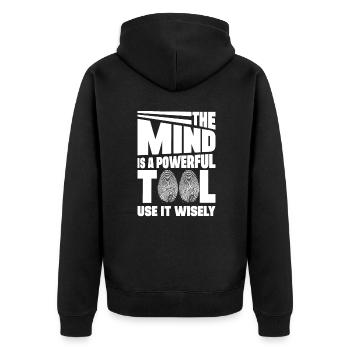 Mind Powerful Tool Professional Forensic Gift - Unisex Premium Organic Zip Hoodie - black - Back - Nico (187cm)