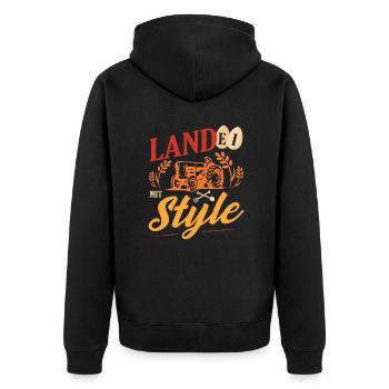 Nachwuchs Landwirt Landei Mit Style Bauern - Unisex Premium Bio Zip Hoodie - Schwarz - Hinten - Nico (187cm)