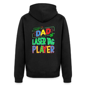 Dad Of the Laser Tag Birthday Boy Player - Unisex Premium Bio Zip Hoodie - Schwarz - Hinten - Nico (187cm)