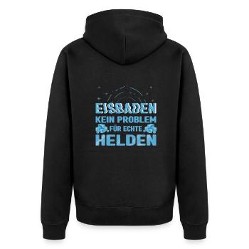 Eisbaden Kein Problem Für Echte Helden Lustiges - Unisex Premium Bio Zip Hoodie - Schwarz - Hinten - Nico (187cm)