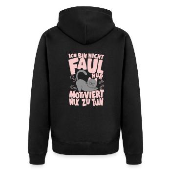 Katzenfans Motiviert Nix Zu Tun Lustige Katze - Unisex Premium Bio Zip Hoodie - Schwarz - Hinten - Nico (187cm)