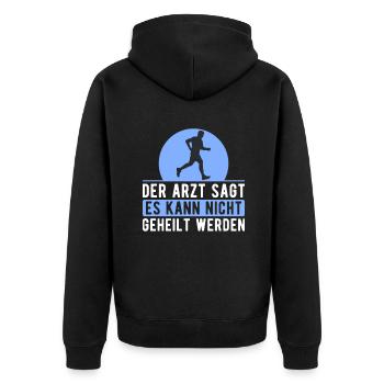 Cross Country Runner Design - XC Coach - Running - Unisex Premium Bio Zip Hoodie - Schwarz - Hinten - Nico (187cm)