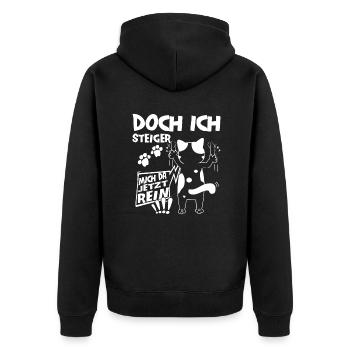 Katzenfans Ich steiger Mich Rein Lustige Katze - Unisex Premium Bio Zip Hoodie - Schwarz - Hinten - Nico (187cm)