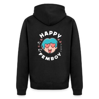 Happy Femboy Japanese Anime Manga Otaku Gifts - Unisex Premium Bio Zip Hoodie - Schwarz - Hinten - Nico (187cm)