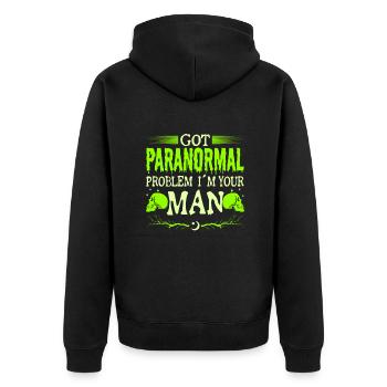 Paranormal Ghost Hunter Investigator Man Gifts - Unisex Premium Organic Zip Hoodie - black - Back - Nico (187cm)