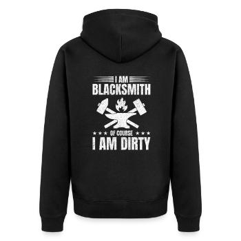 Blacksmithing I Am Blacksmith Of Course I Am Dirty - Unisex Premium Organic Zip Hoodie - black - Back - Nico (187cm)