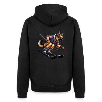 German Shepherd Ski Winter Adventure - Unisex Premium Organic Zip Hoodie - black - Back - Nico (187cm)