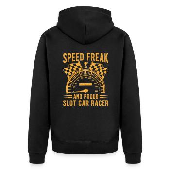 Slot Car Racing Speed Freak & Proud Slot Car Racer - Unisex Premium Organic Zip Hoodie - black - Back - Nico (187cm)