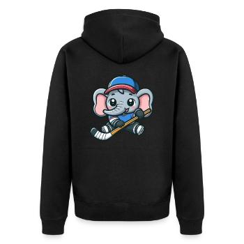 Conception de bande dessinée de hockey sur glace éléphant mignon - Veste à capuche bio Premium Unisexe - noir - Dos - Nico (187cm)