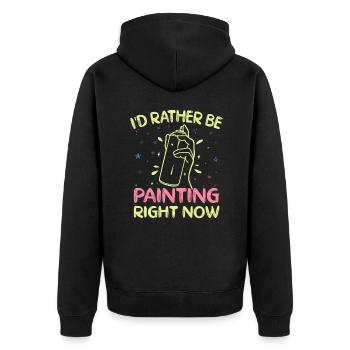 Artist Painter Graphic I`d Rather Be Painting Art - Unisex Premium Bio Zip Hoodie - Schwarz - Hinten - Nico (187cm)